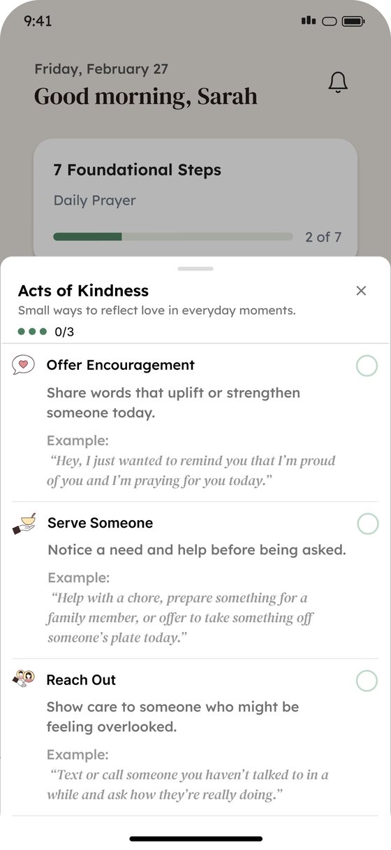 Acts of Kindness steps