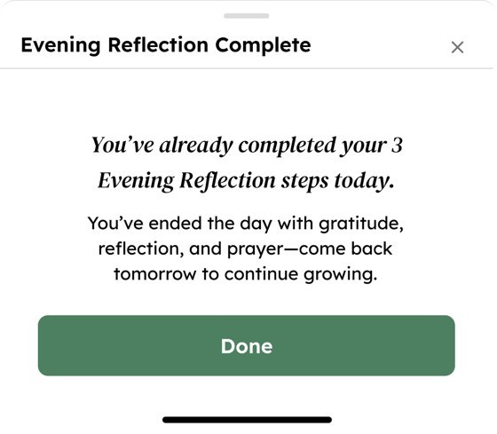 Evening routine complete