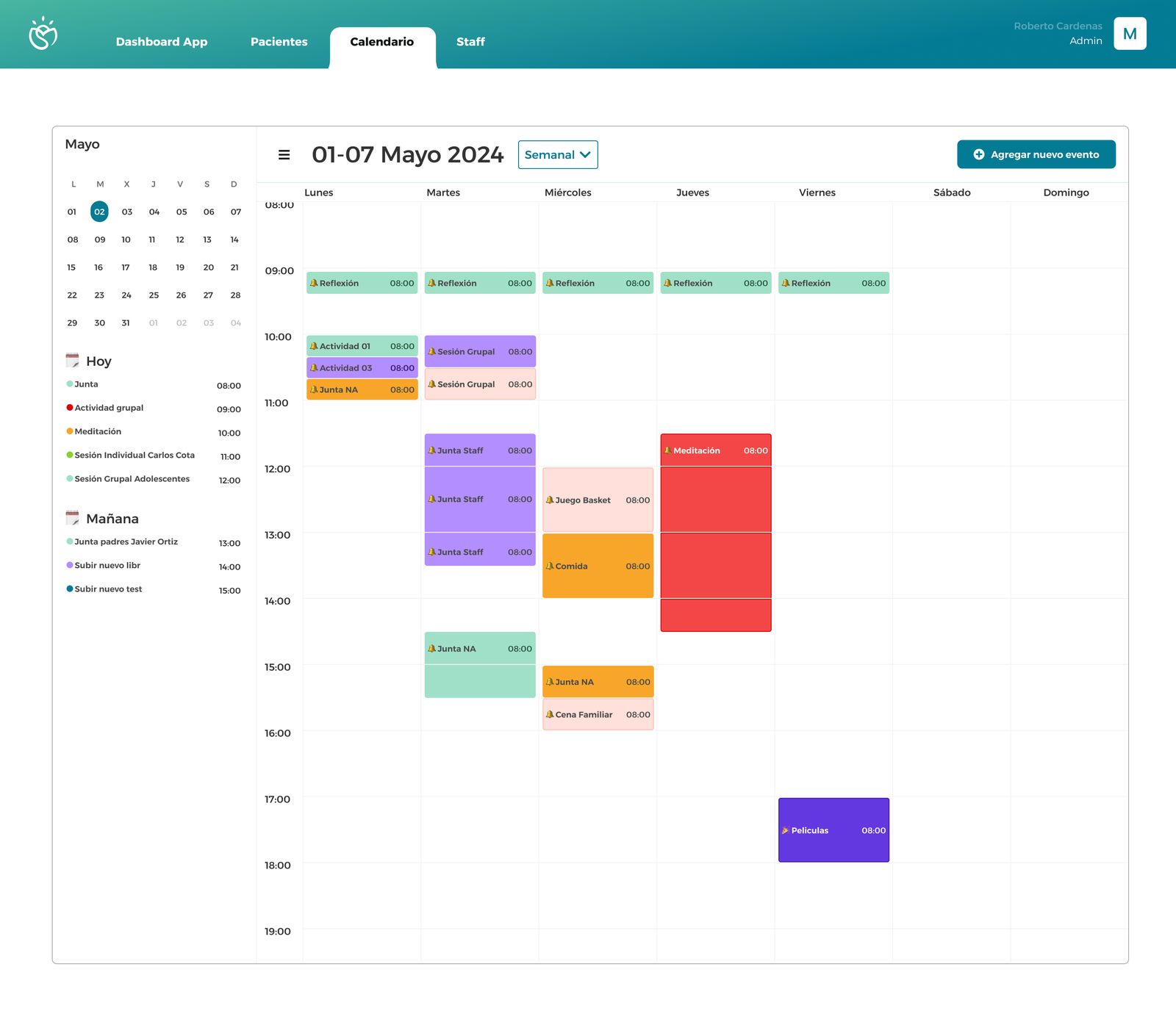 Weekly calendar